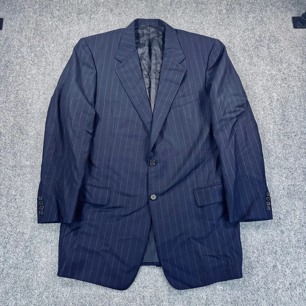 Hickey Freeman Nordstrom 42L Blue Pinstripe Loro Piana Super 120s Blazer Jacket